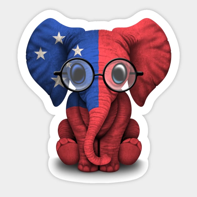 Baby Elephant with Glasses and Samoan Flag Sticker by jeffbartels